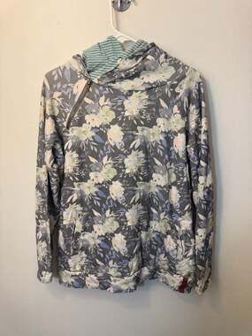 Ampersand Avenue Floral Doublehood Sweatshirt with Stripe Inset